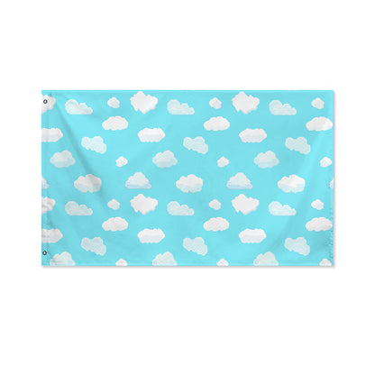 Pixel Cloud Pattern Print Polyester Flag