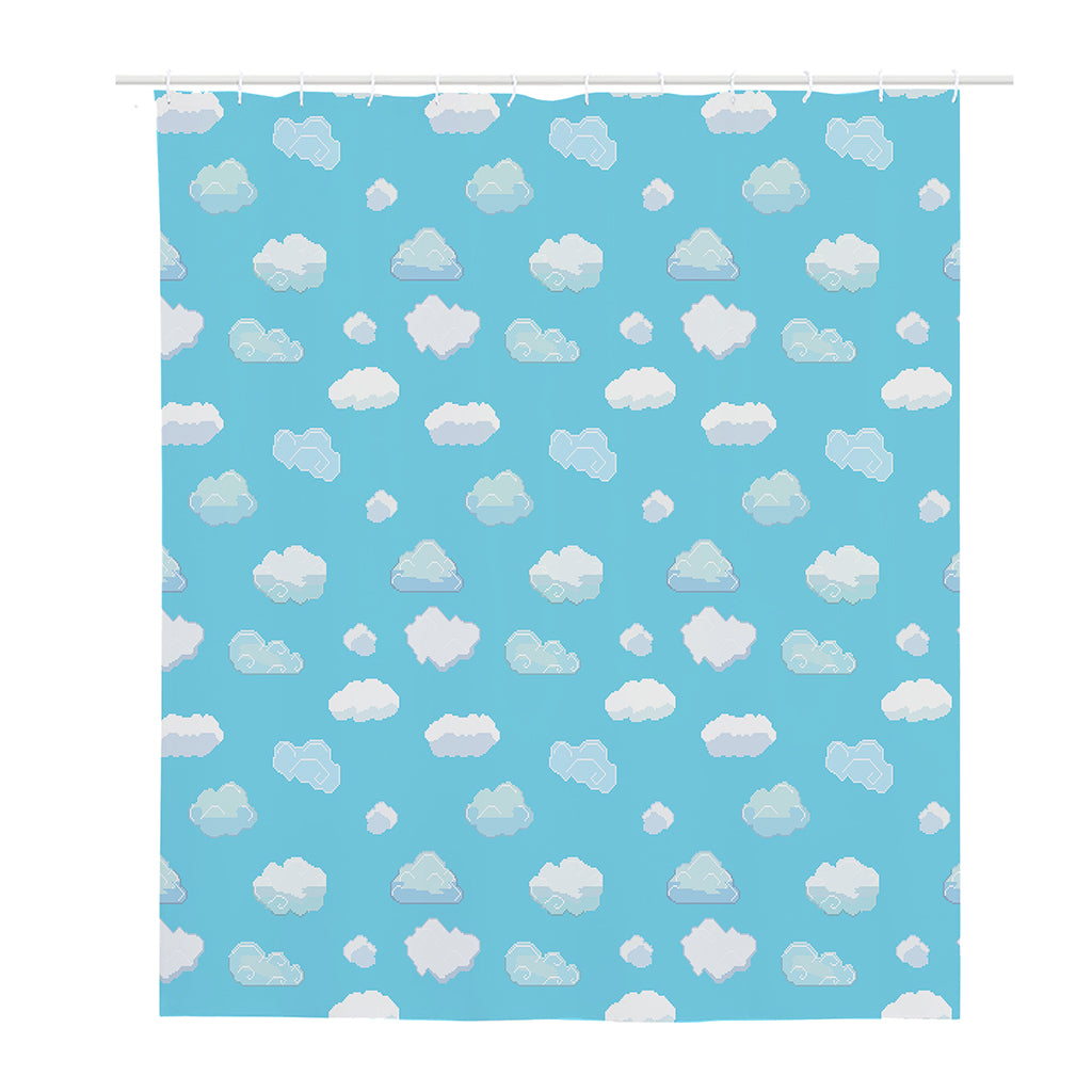 Pixel Cloud Pattern Print Polyester Shower Curtain