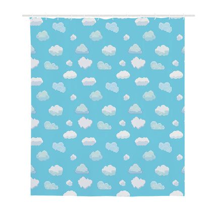 Pixel Cloud Pattern Print Polyester Shower Curtain