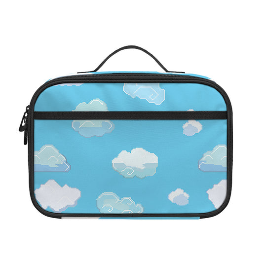 Pixel Cloud Pattern Print Portable Lunch Bag