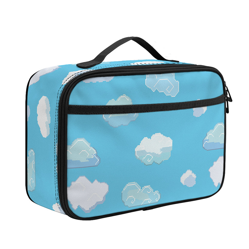 Pixel Cloud Pattern Print Portable Lunch Bag