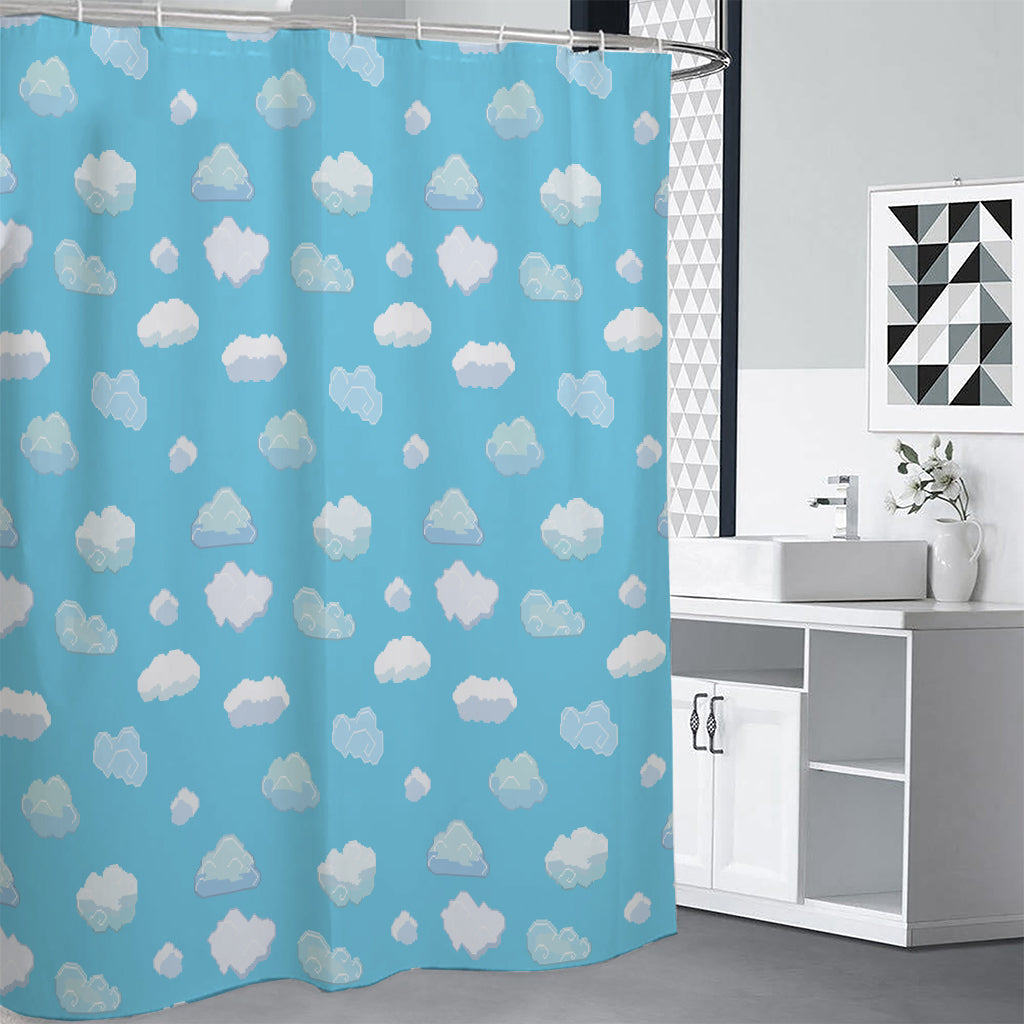 Pixel Cloud Pattern Print Premium Shower Curtain