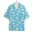 Pixel Cloud Pattern Print Rayon Hawaiian Shirt