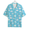 Pixel Cloud Pattern Print Rayon Hawaiian Shirt