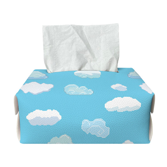 Pixel Cloud Pattern Print Rectangle Tissue Box Cover