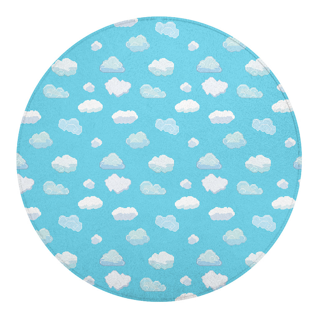 Pixel Cloud Pattern Print Round Blanket