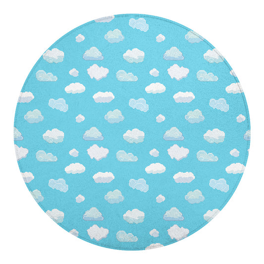 Pixel Cloud Pattern Print Round Blanket