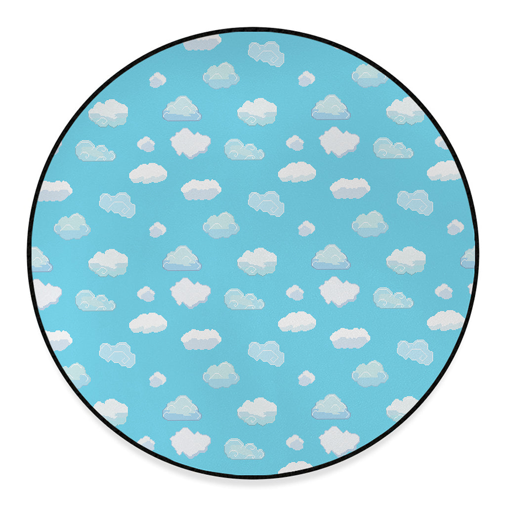 Pixel Cloud Pattern Print Round Floor Mat