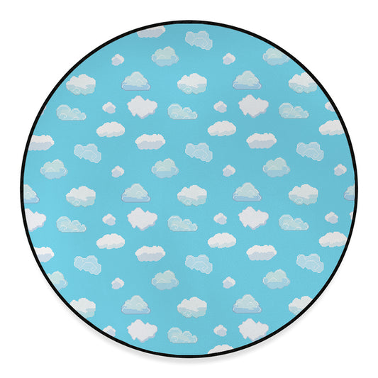 Pixel Cloud Pattern Print Round Floor Mat