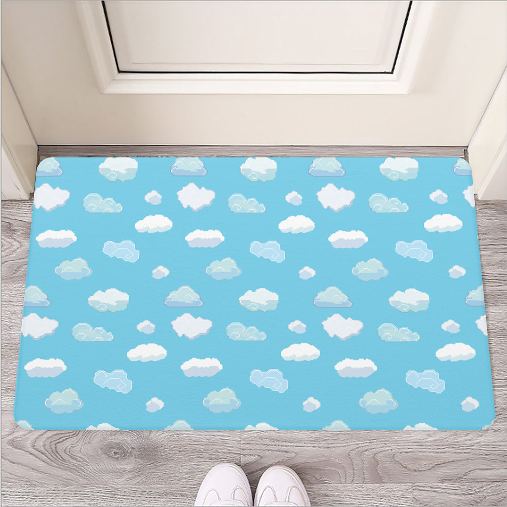 Pixel Cloud Pattern Print Rubber Doormat