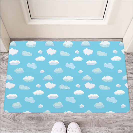 Pixel Cloud Pattern Print Rubber Doormat