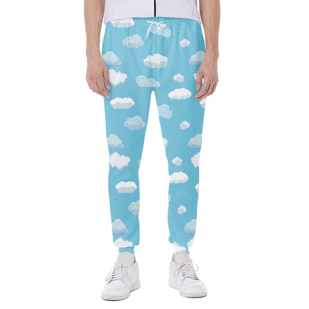 Pixel Cloud Pattern Print Scuba Joggers