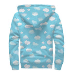 Pixel Cloud Pattern Print Sherpa Lined Zip Up Hoodie