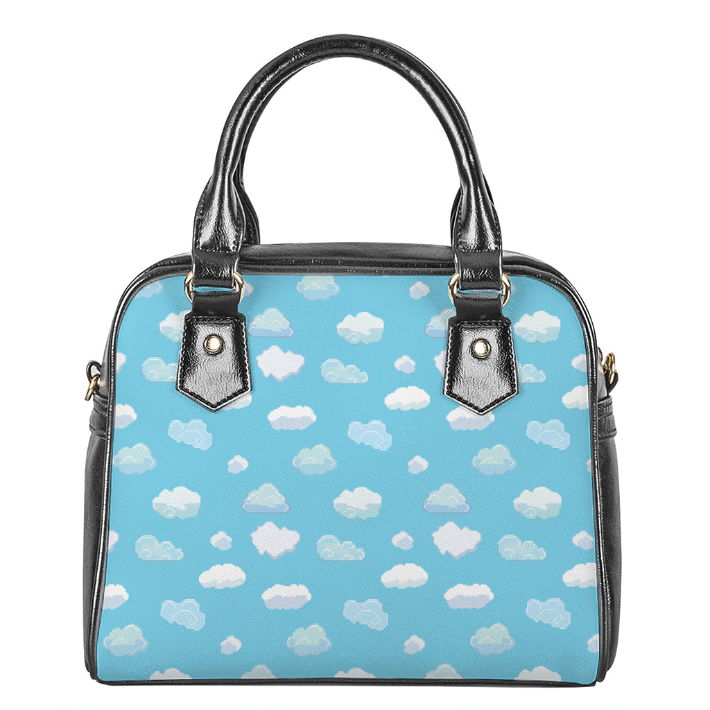 Pixel Cloud Pattern Print Shoulder Handbag