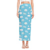 Pixel Cloud Pattern Print Side Slit Maxi Skirt