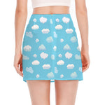 Pixel Cloud Pattern Print Side Slit Mini Skirt