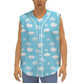 Pixel Cloud Pattern Print Sleeveless Baseball Jersey