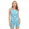 Pixel Cloud Pattern Print Sleeveless One Piece Swimsuit