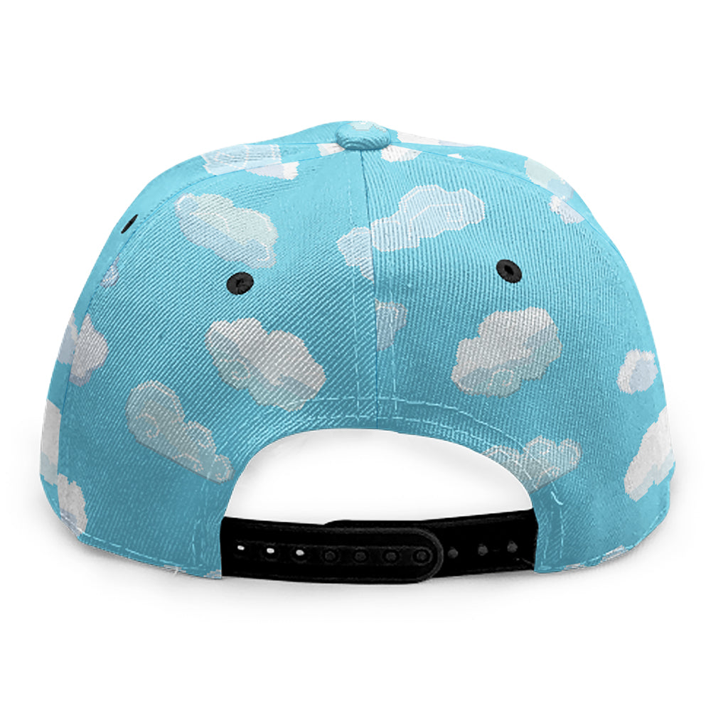 Pixel Cloud Pattern Print Snapback Cap