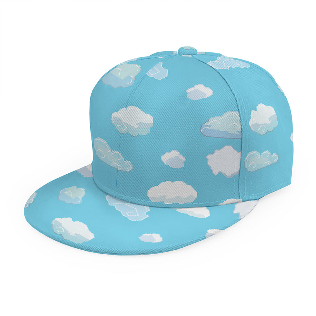 Pixel Cloud Pattern Print Snapback Cap