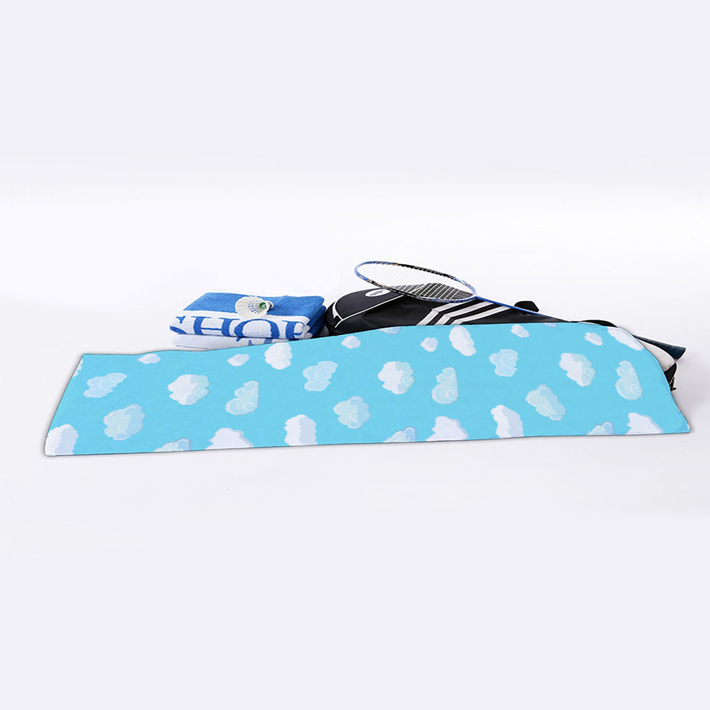 Pixel Cloud Pattern Print Sports Towel