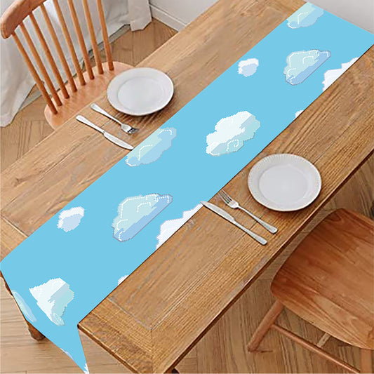 Pixel Cloud Pattern Print Table Runner