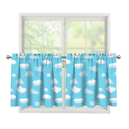 Pixel Cloud Pattern Print Tier Curtains