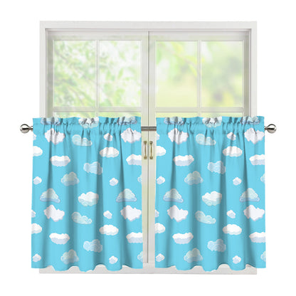 Pixel Cloud Pattern Print Tier Curtains