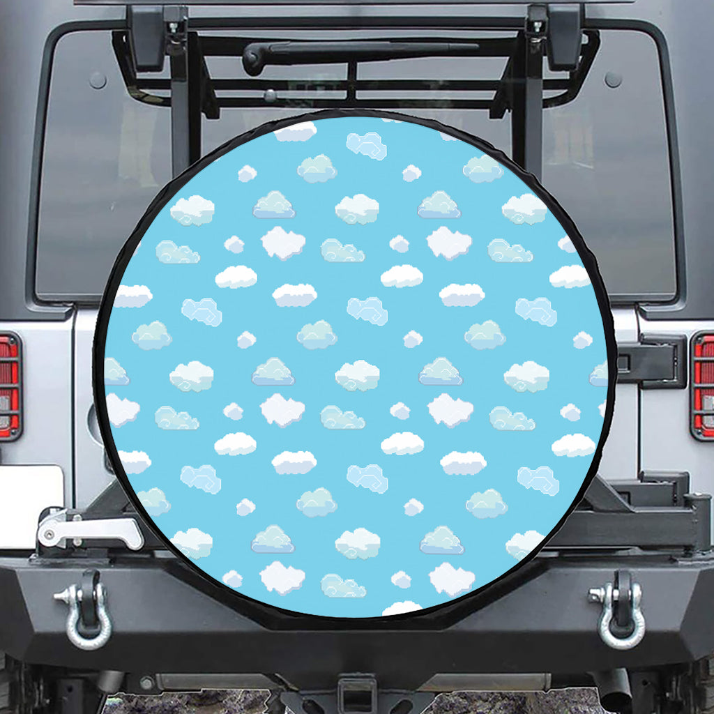 Pixel Cloud Pattern Print Tire Cover