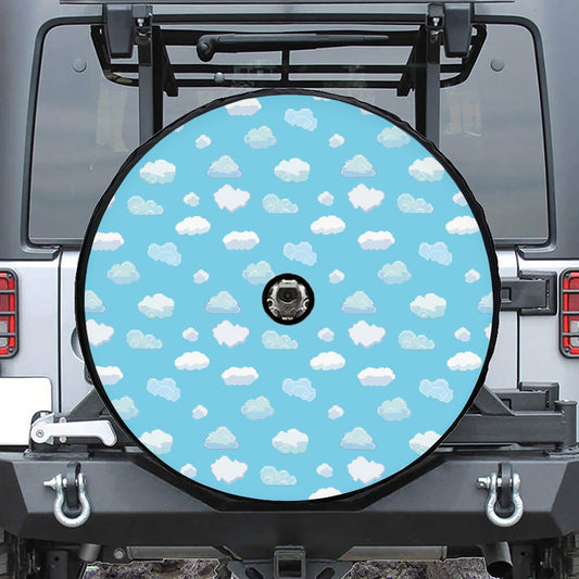 Pixel Cloud Pattern Print Tire Cover With Camera Hole