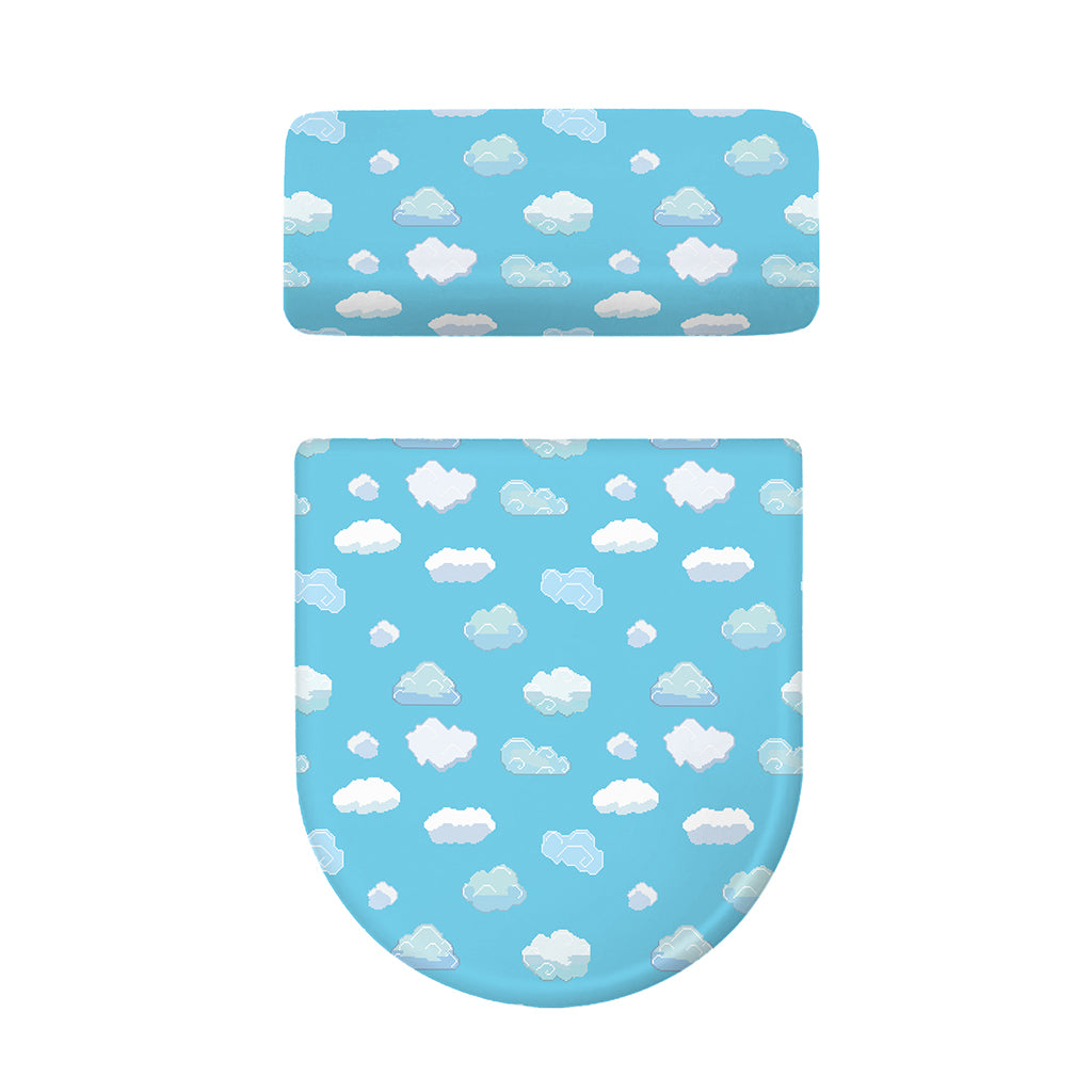 Pixel Cloud Pattern Print Toilet Lid And Tank Cover Set