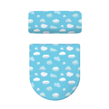Pixel Cloud Pattern Print Toilet Lid And Tank Cover Set