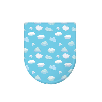 Pixel Cloud Pattern Print Toilet Lid Cover