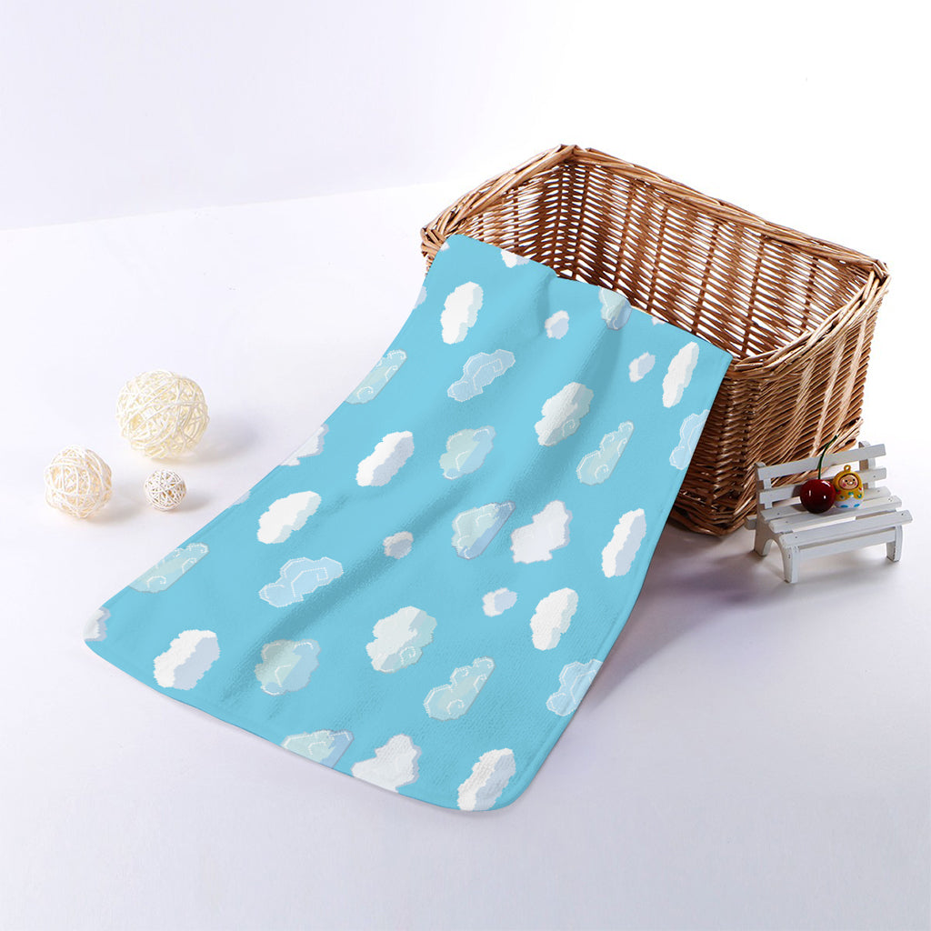 Pixel Cloud Pattern Print Towel