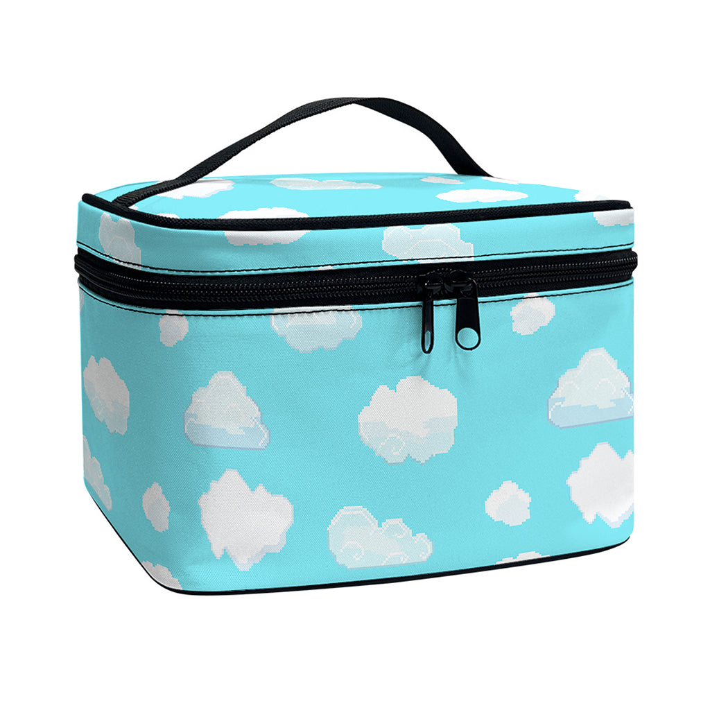 Pixel Cloud Pattern Print Travel Makeup Bag