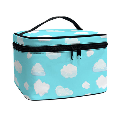 Pixel Cloud Pattern Print Travel Makeup Bag