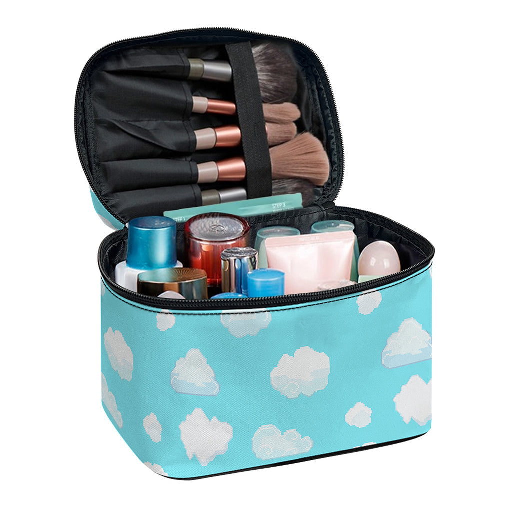 Pixel Cloud Pattern Print Travel Makeup Bag