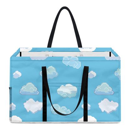 Pixel Cloud Pattern Print Utility Tote Bag