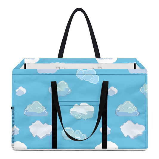Pixel Cloud Pattern Print Utility Tote Bag