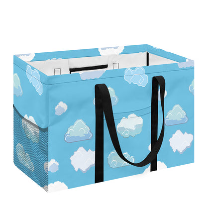 Pixel Cloud Pattern Print Utility Tote Bag