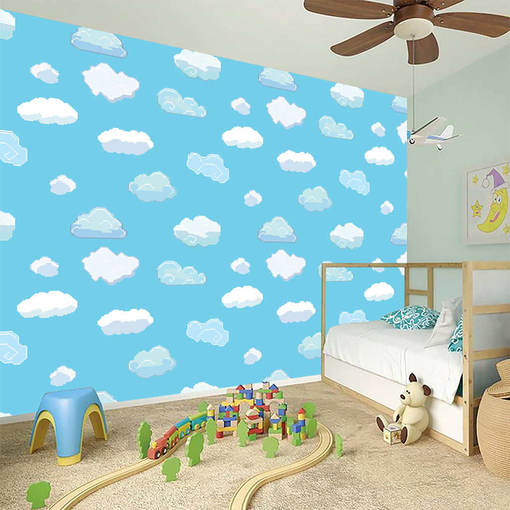 Pixel Cloud Pattern Print Wall Sticker