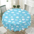 Pixel Cloud Pattern Print Waterproof Round Tablecloth