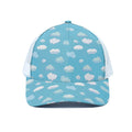 Pixel Cloud Pattern Print White Mesh Trucker Hat