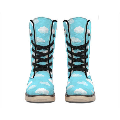 Pixel Cloud Pattern Print Winter Boots
