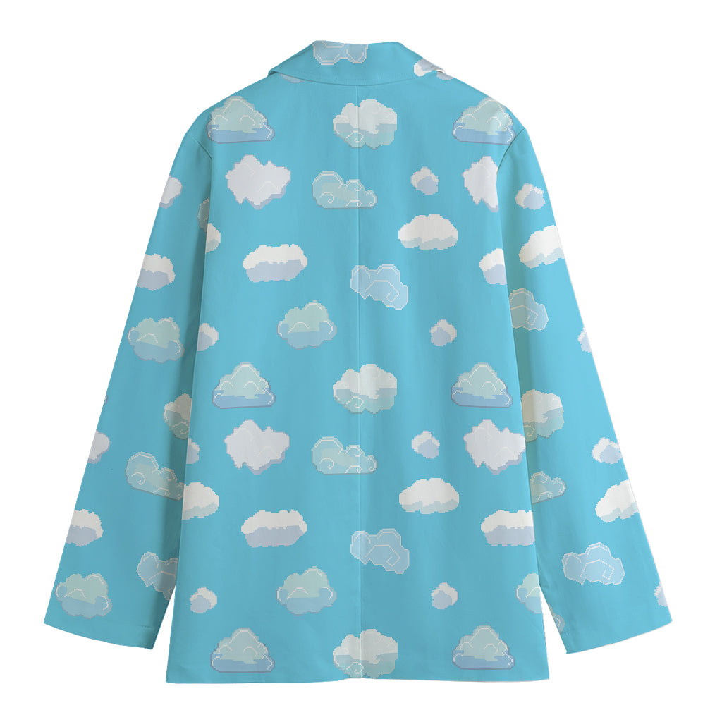 Pixel Cloud Pattern Print Women's Blazer