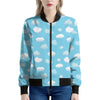 Pixel Cloud Pattern Print Women's Bomber Jacket