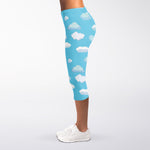 Pixel Cloud Pattern Print Women's Capri Leggings