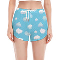 Pixel Cloud Pattern Print Women's Split Running Shorts