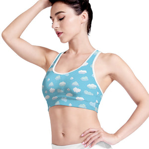 Pixel Cloud Pattern Print Women's Sports Bra