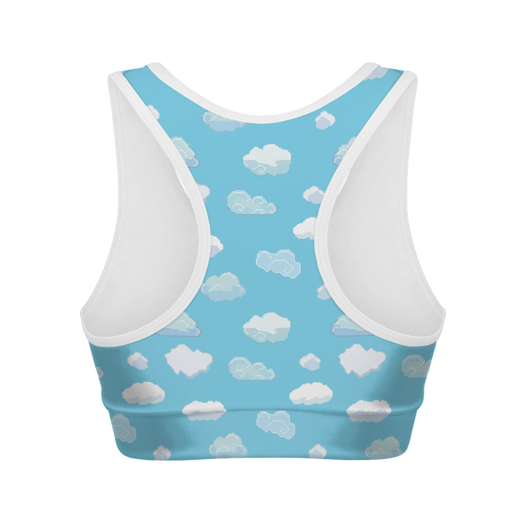 Pixel Cloud Pattern Print Women's Sports Bra